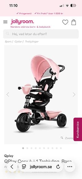 QPlay Cosy 4-i-1 Trehjuling, Rosa
