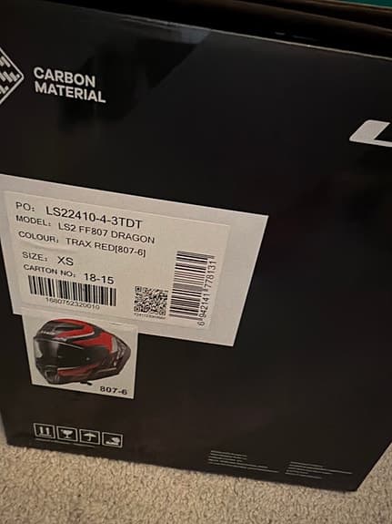 LS2 FF807 carbon DRAGON RED MC-hjälm XS röd/svart