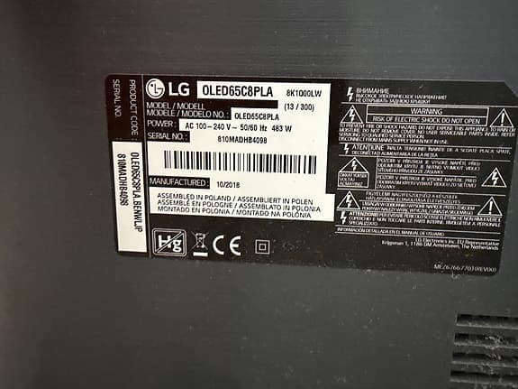 LG OLED65C8PLA OLED TV 65 tum