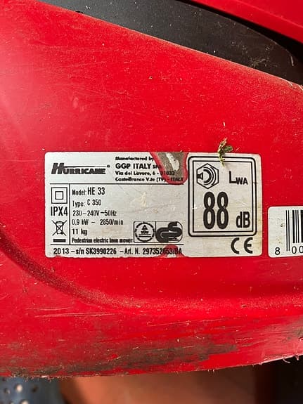 Hurricane HE 33 elgräsklippare röd