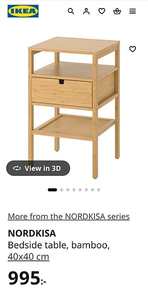 IKEA Nordkisa Bedside table. Bamboo
