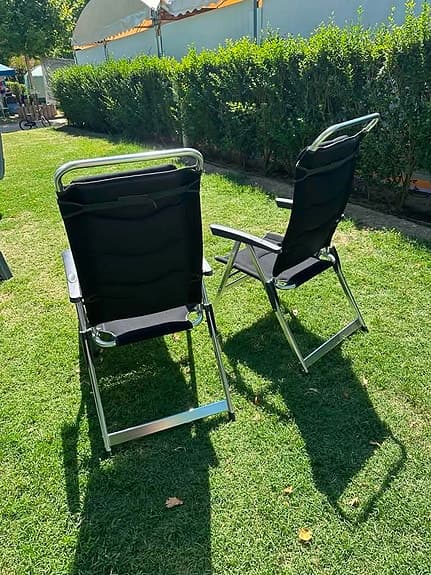 Svart mesh Positionstol 2st med justerbar nackkudde och 1 fotpall, Dometic