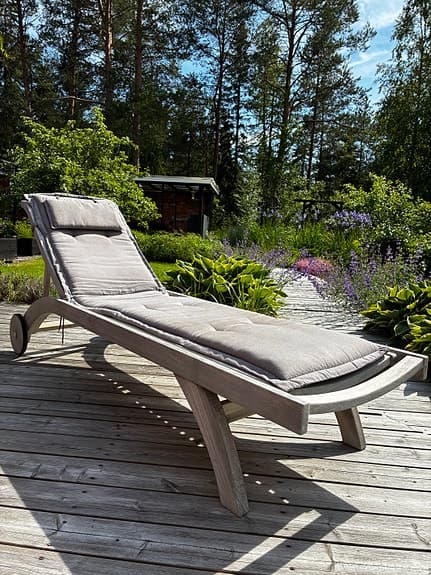 Brafab teak solsäng med dyna