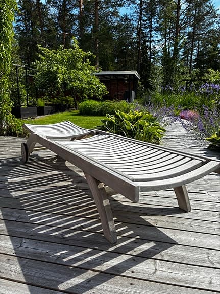 Brafab teak solsäng med dyna