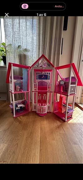 Barbie dockhus rosa flerplanshus