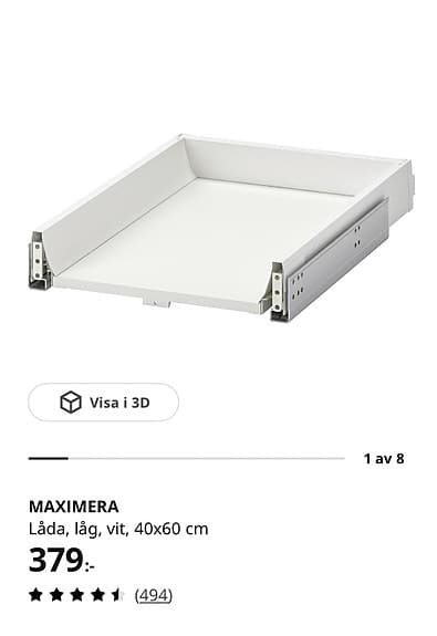 IKEA MAXIMERA låda 40x60 cm + UTRUSTA låg lådfront 40 cm
