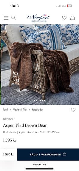 Newport Aspen Brown Bear Pläd