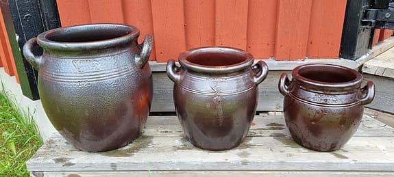 Höganäs krukor 10L 5L 3L brunt stengods