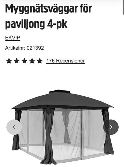 Jula EKVIP paviljong väggar och myggnät grå