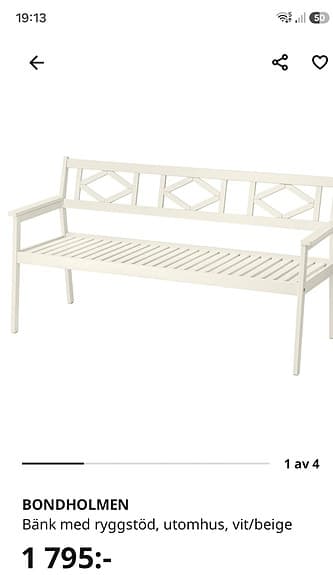 IKEA bondholmen trädgårdsbänk  grå