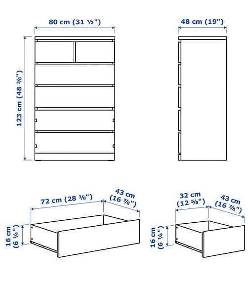 IKEA vit malm byrå