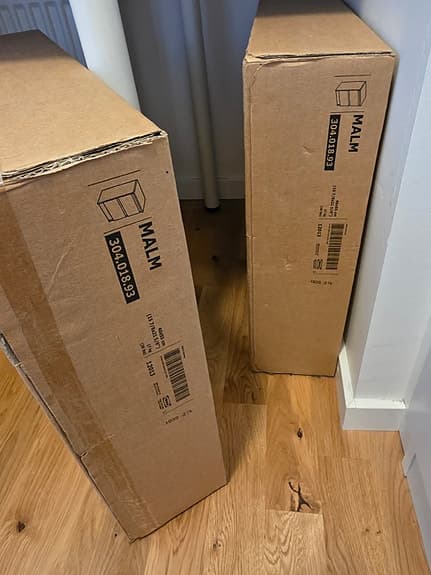 2 x IKEA MALM Byrå med 2 lådor, mörkröd, 40x55 cm - nya stick