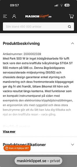 Stiga Park 500 W åkgräsklippare med Combi 100 E Q Plus klippaggregat