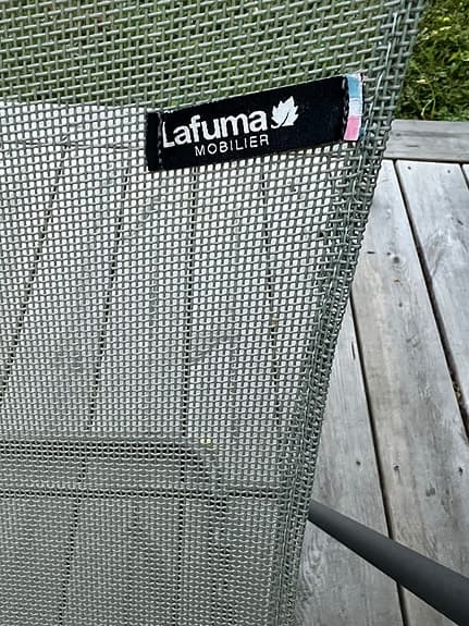 Hopfällbara solstolar av Lafuma, i metall och tyg grön