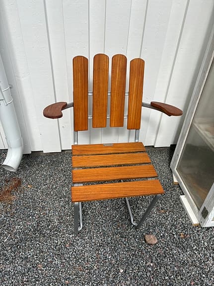 Nyrenoverade Grythyttan B2 trädgårdsstolar – teak (1 par)