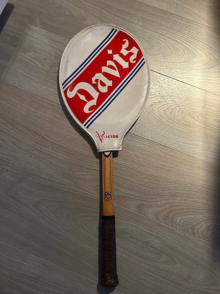 Davis trä tennisracket med fodral