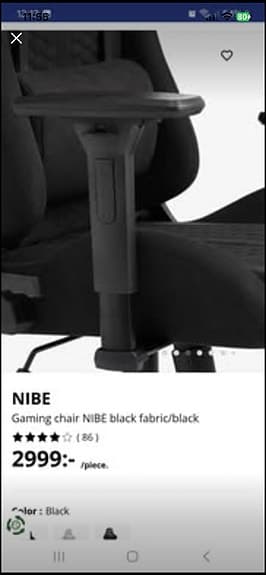 Gaming chair NIBE black fabric/black
