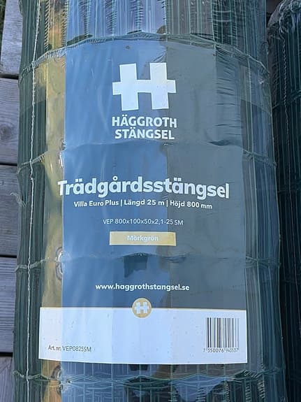 Häggroth trädgårdsstängsel Villa Euro Plus 25 m höjd 80 cm grön