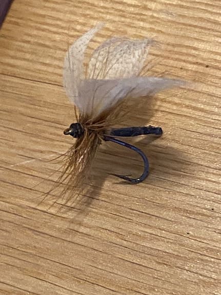 Solstickan ask med äldre flugor för flugfiske.