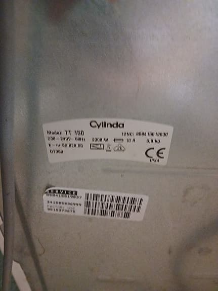Cylinda TT 150 toppmatad tvättmaskin vit
