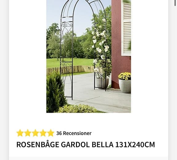 Gardol Bella rosenbåge 131x240 cm svart