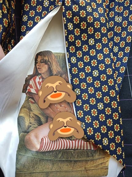 Vintage slips, dolt motiv med kvinna
