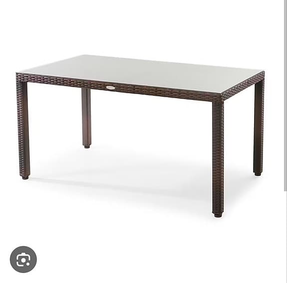 Hillerstorp Atalanta 140x80 trädgårdsbord glas topp brun konstrotting