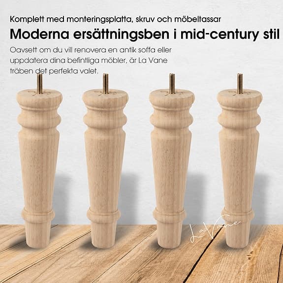 20 CM Trämöbelben i Moderiktig Design (Pack-4)