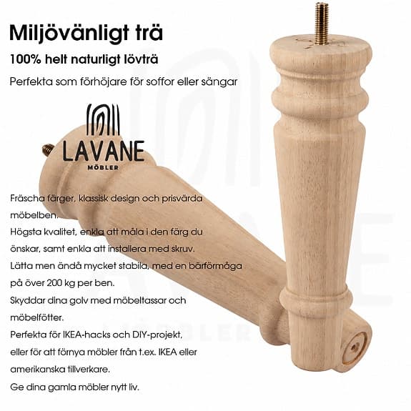 20 CM Trämöbelben i Moderiktig Design (Pack-4)