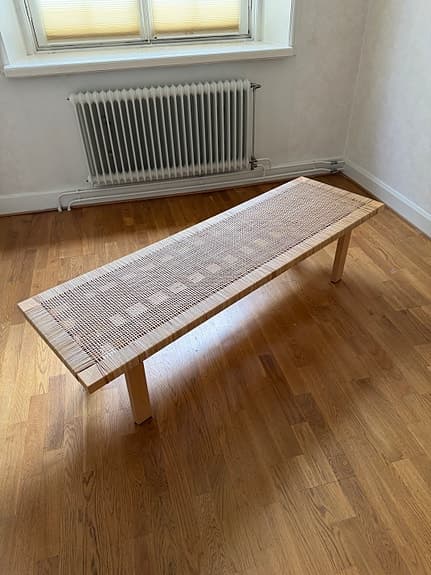 IKEA Stockholm 2017-serien, bänk i trä rottingdetaljer
