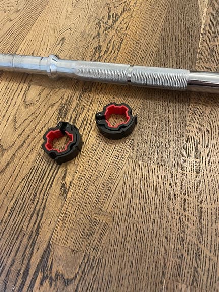 Skivstång med vikter och snabbklämmor