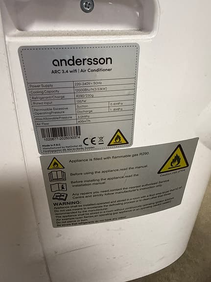 Andersson ARC 3.4 vit portabel aircondition