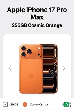 Apple iPhone 17 Max mobil 256 GB orange