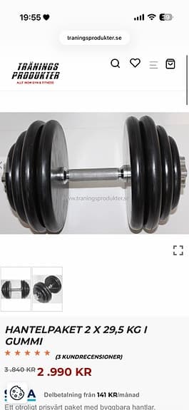 Hantlar 29,5 kg justerbara