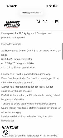 Hantlar 29,5 kg justerbara