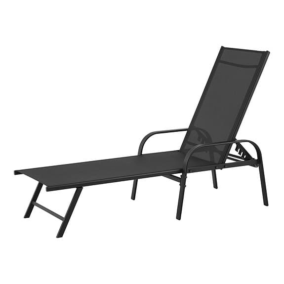 Svart solstol solsäng med ställbart ryggstöd ☀️