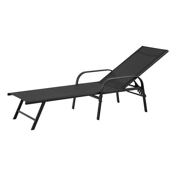 Svart solstol solsäng med ställbart ryggstöd ☀️