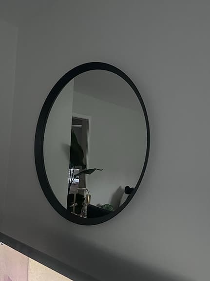 IKEA LÅNGESUND spegel 100 cm – svart rund