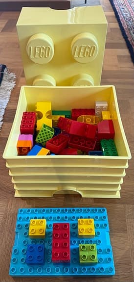 LEGO DUPLO förvaringslåda med klossar - ljusgul
