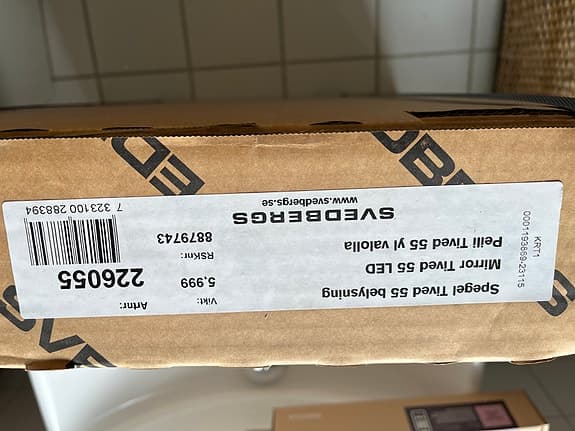 Badrumsspegel Svedbergs Tived LED, 55 cm – Helt oanvänd