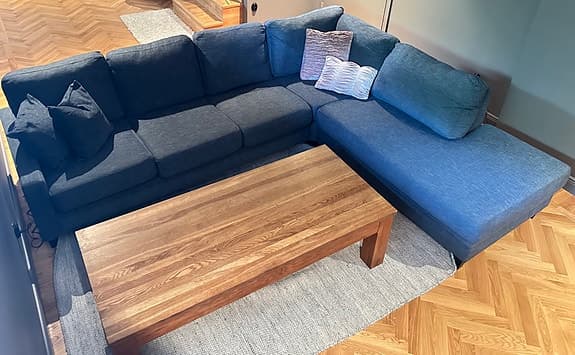 Hörnsoffa i jeansblågrå nyans, Bellus