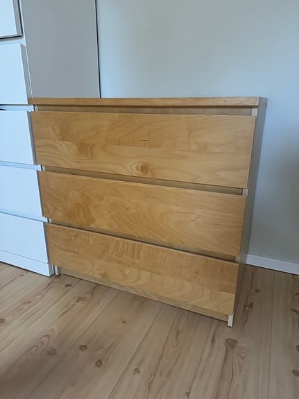IKEA MALM byrå, 3 lådor – björk