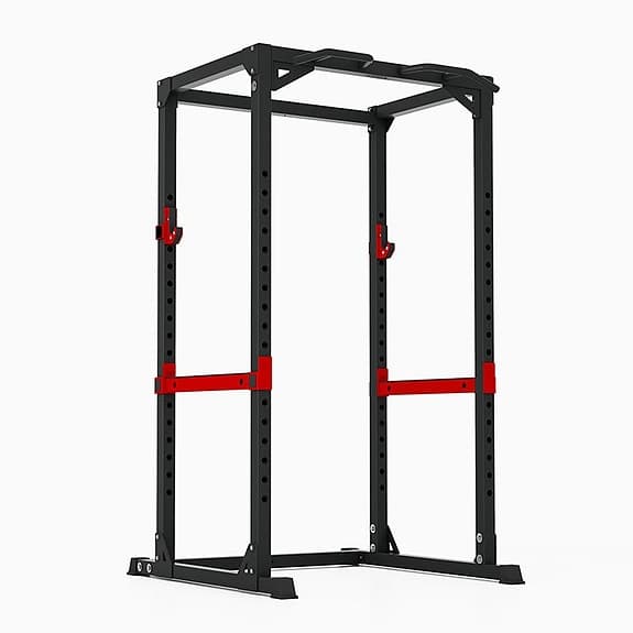 Power rack med bänk och skivstång