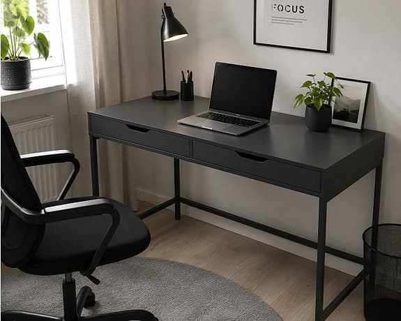 IKEA ALEX skrivbord 132x58 cm mörkgrå