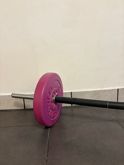 skivstång med vikter rosa