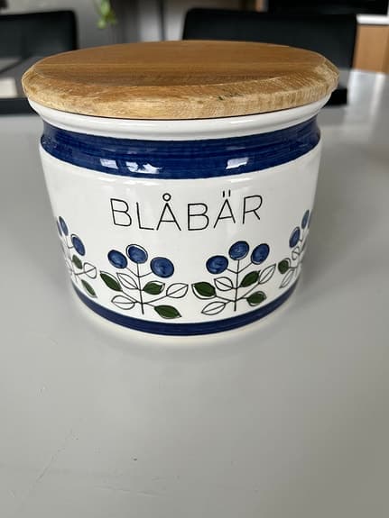 Rörstrand Blåbär burk med trälock 66 retro