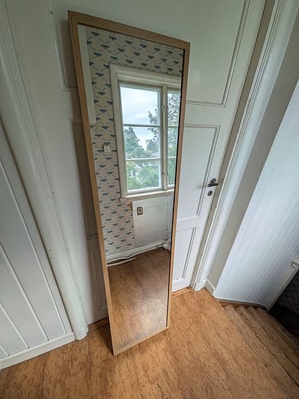 IKEA STAVE spegel / helkroppsspegel – ekmönstrad