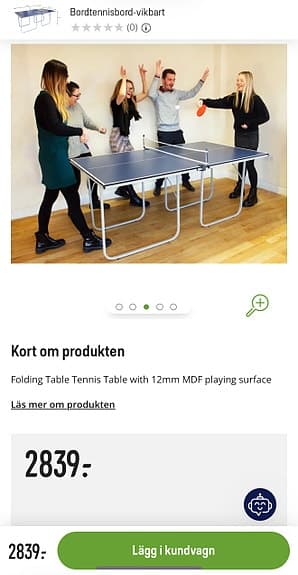 Bordtennisbord-vikbart pingisbord