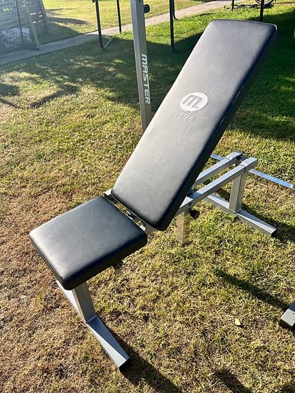 Master fitness träningsbänk och skivstångställning
