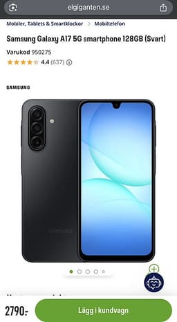 Samsung Galaxy A-serien mobil 128 GB svart